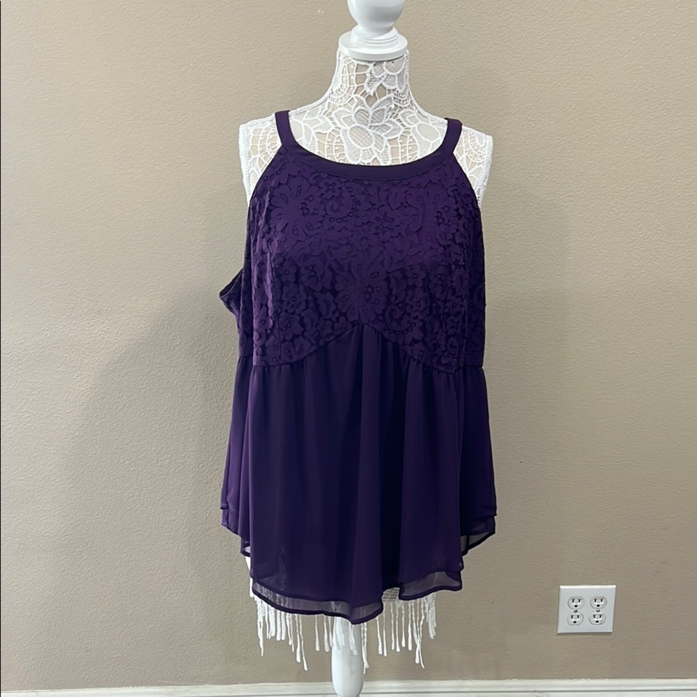Elegant Purple Lace Women's Top